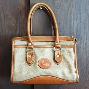 Dooney & Bourke Tan and Brown Satchel with Structured Design